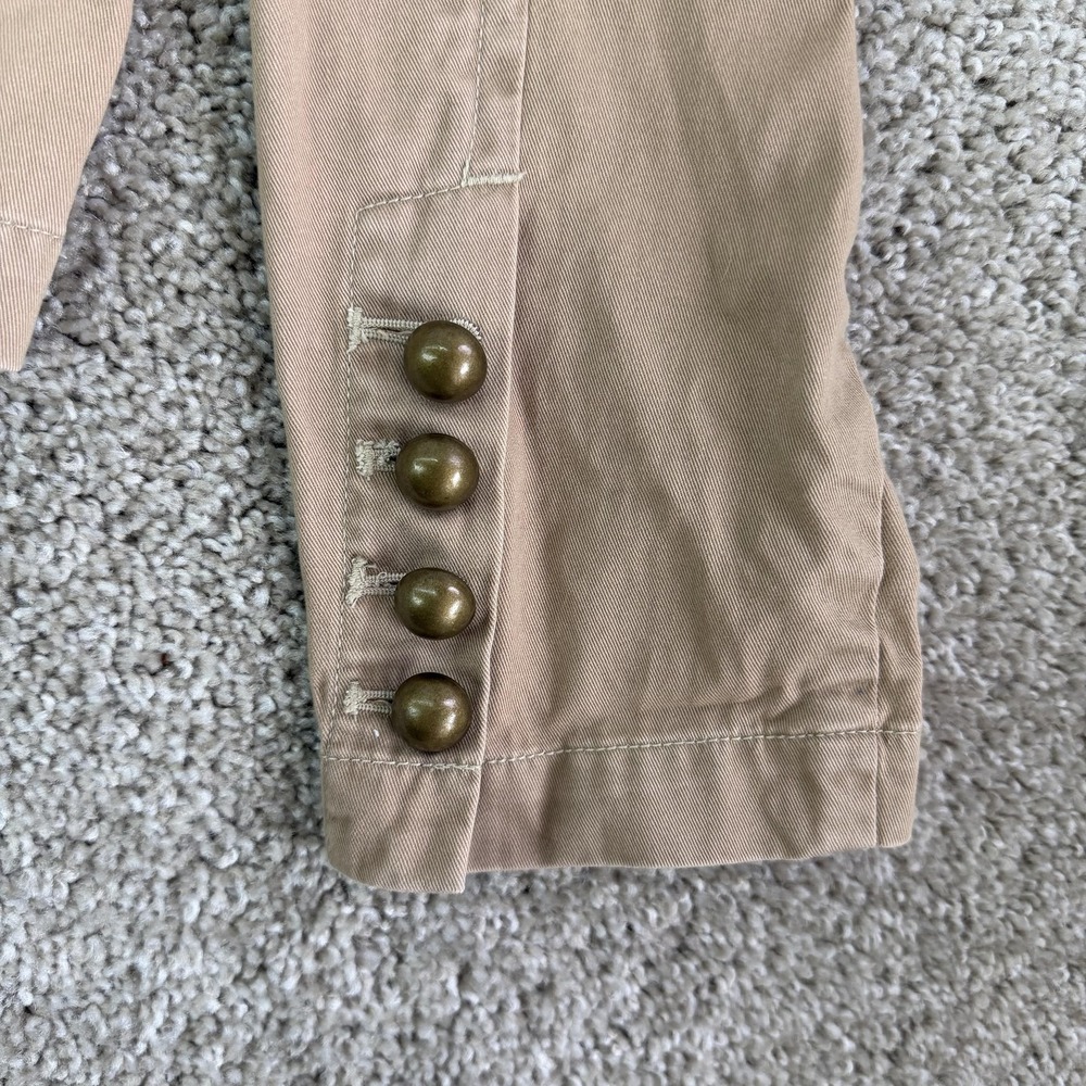 Liz Claiborne Jacket Womens Medium Beige Twill Military Button Front Pockets - Picture 3 of 7